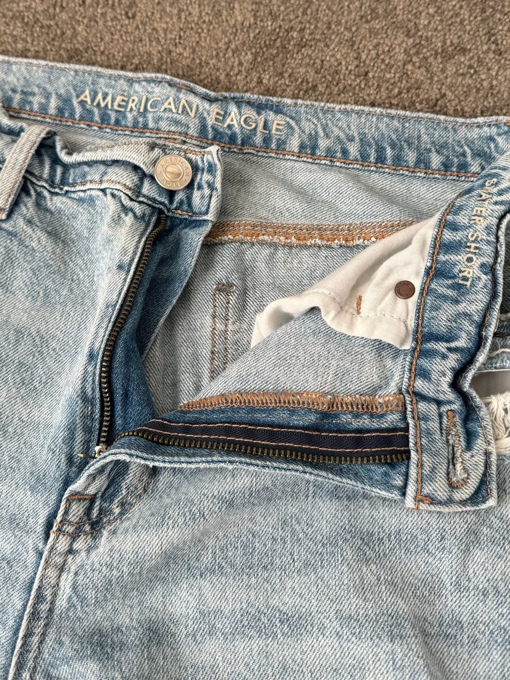 AE Low-Rise Denim Baggy Skater Short